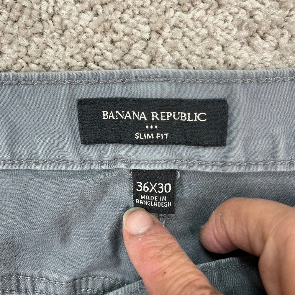 Banana Republic Slim Fit Pants Mens 36x30‎ Gray 5-Pocket Flat Front Twill Denim